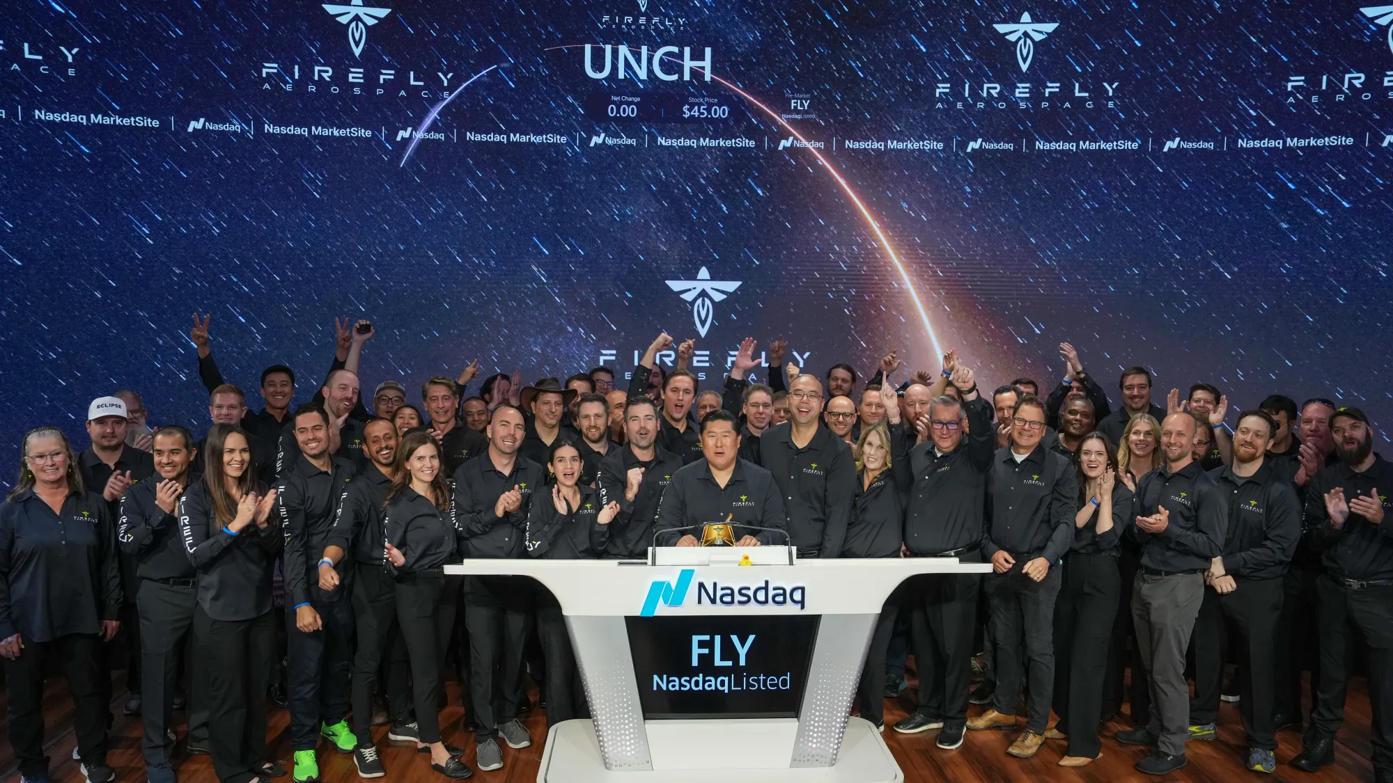 Firefly Aerospace rang the Bell at the Nasdaq MarketSite on August 7, 2025.