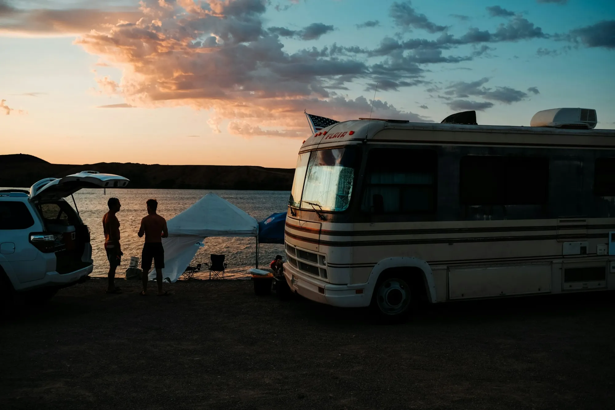 A recreational vehicle (RV)