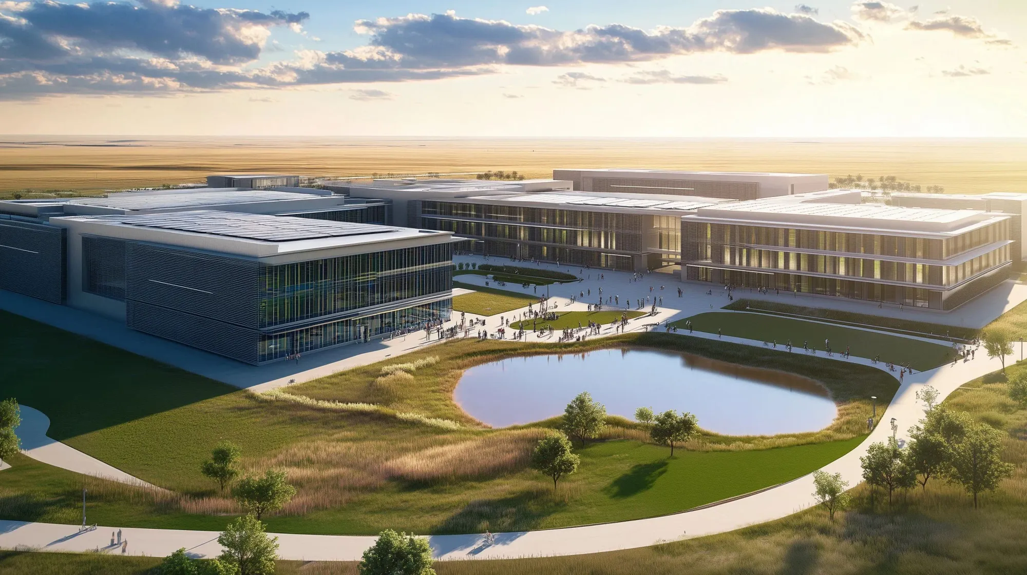 A rendering of Fermi America’s planned artificial intelligence and energy campus on a 5,800-acre site in Carson County, northeast of Amarillo.  