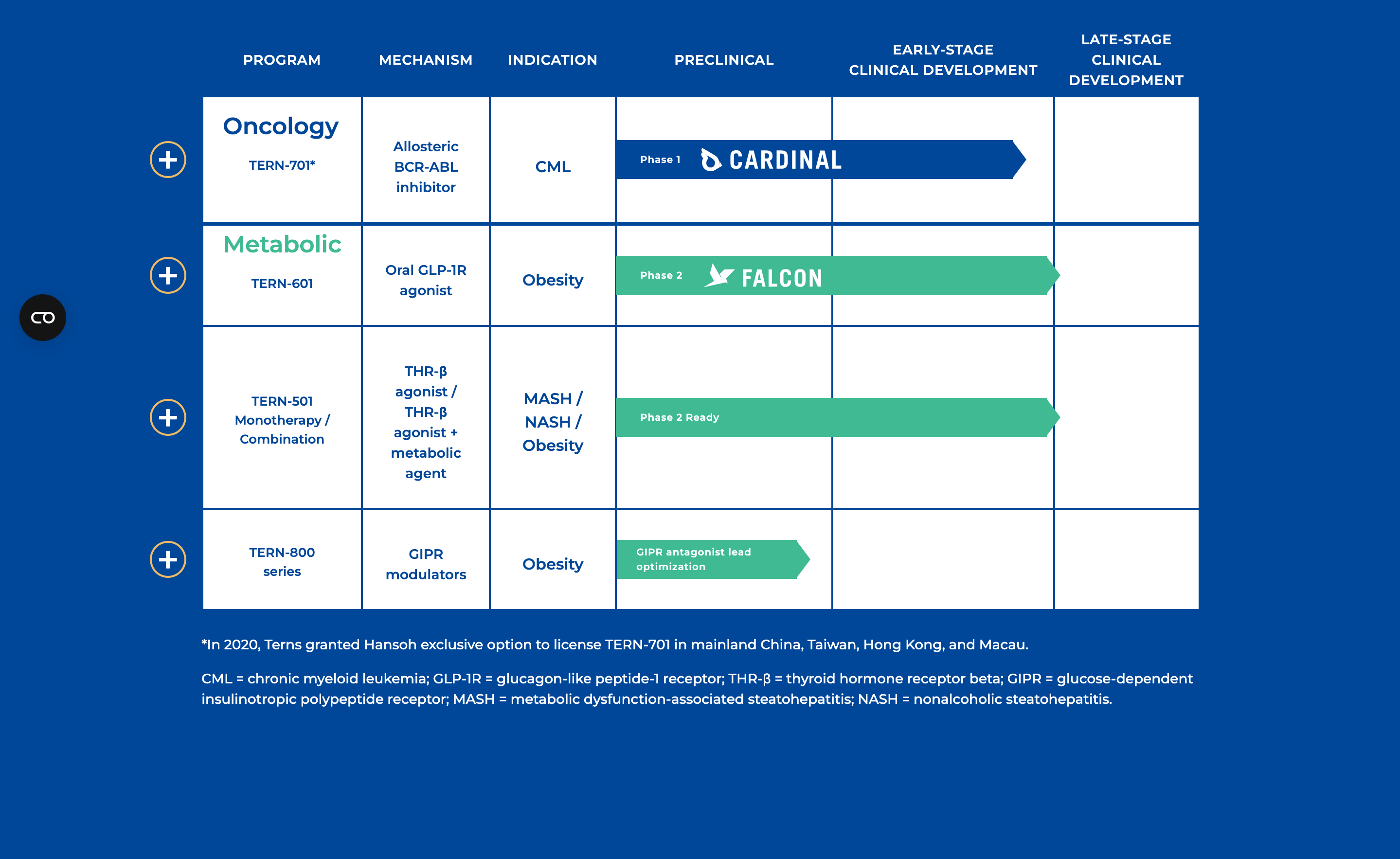 Terns Pharmaceuticals pipeline
