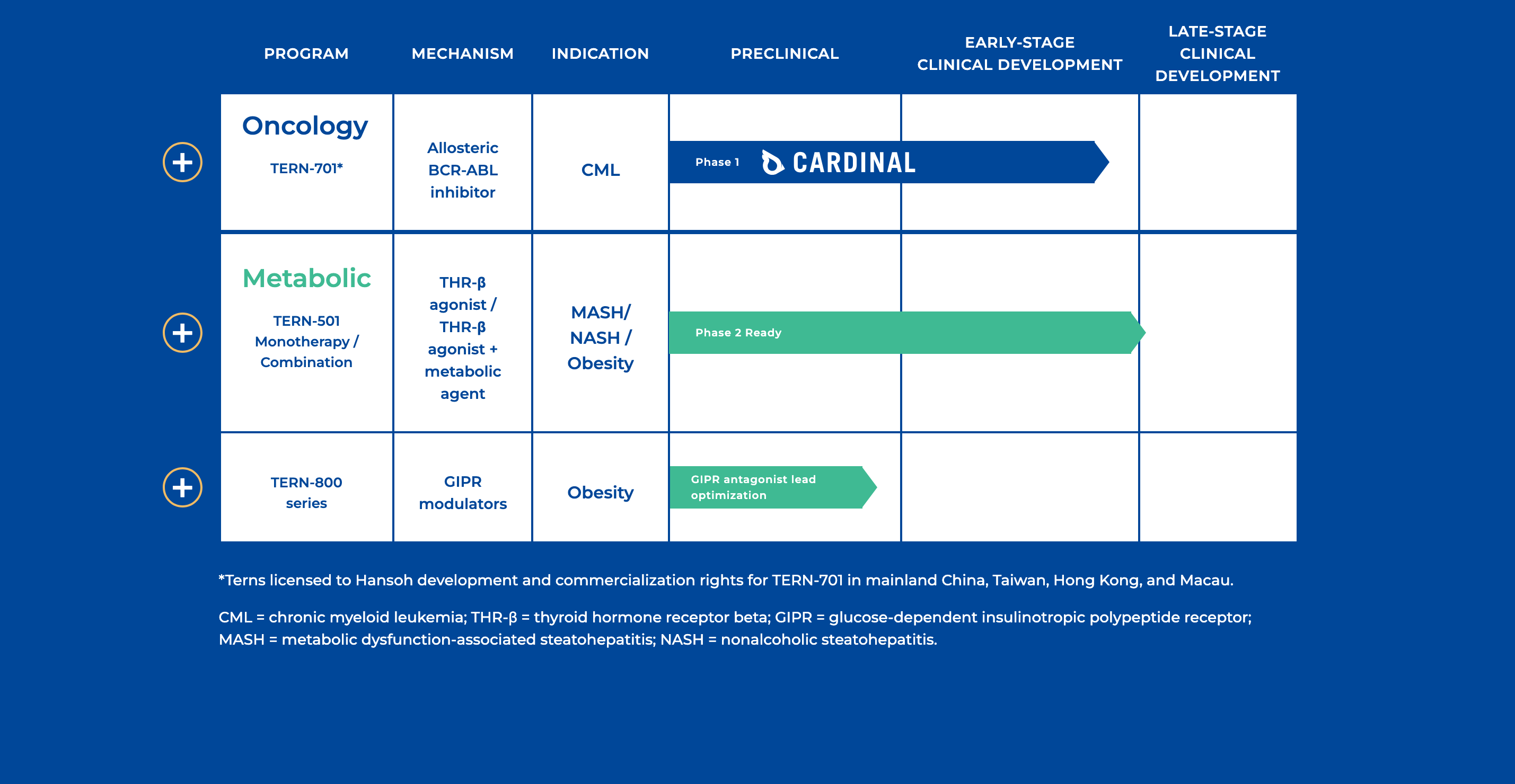 Terns Pharmaceuticals pipeline