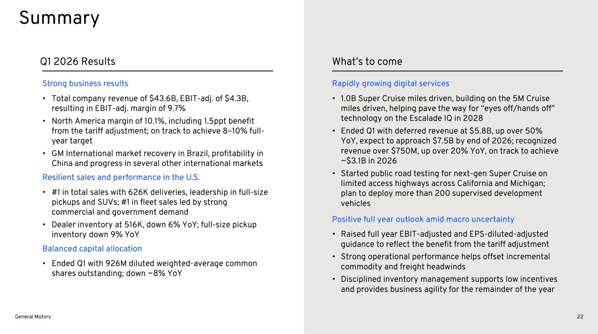 GM Q1 2026 Earnings: 22% Profit Surge Beats Estimates, Full-Year Guidance Raised on $500M Tariff Refund