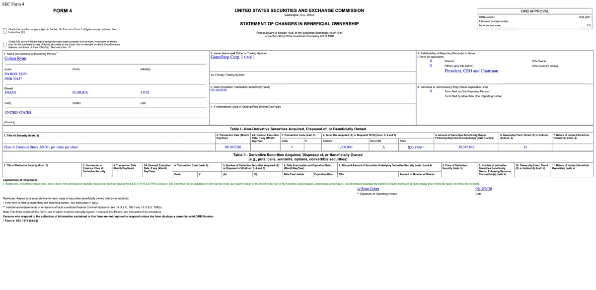 Ryan Cohen and GameStop Directors Buy Shares After Q2 Results
